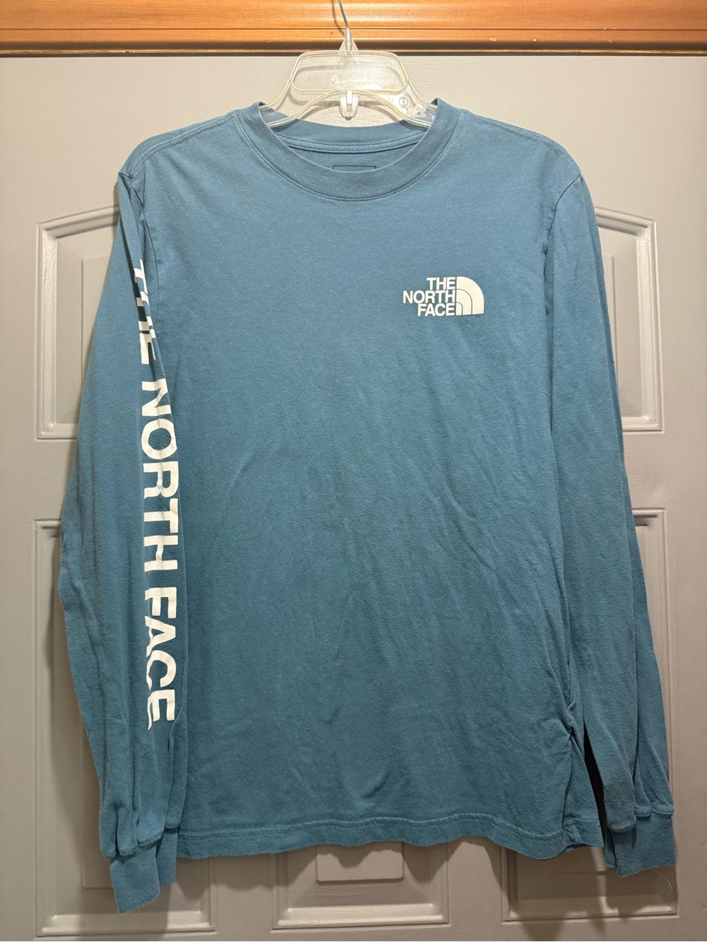 The North Face Men’s Long Sleeve Logo Tee - Teal Blue with White Graphics